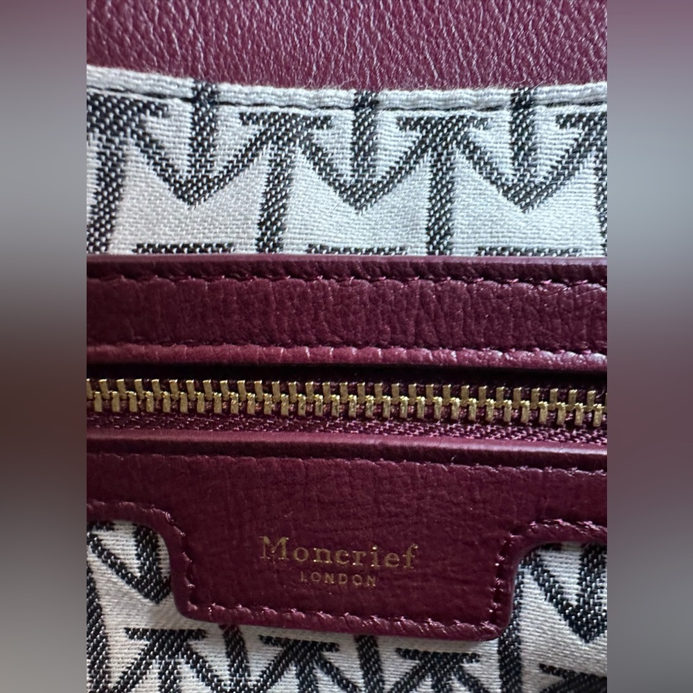 Viral MONCRIEF LONDON Cathryn Bordeaux Leather Flap Over Quilted Tote NWT - Picture 10 of 14